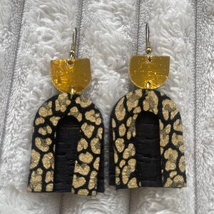 Black and Gold Patterned Earrings